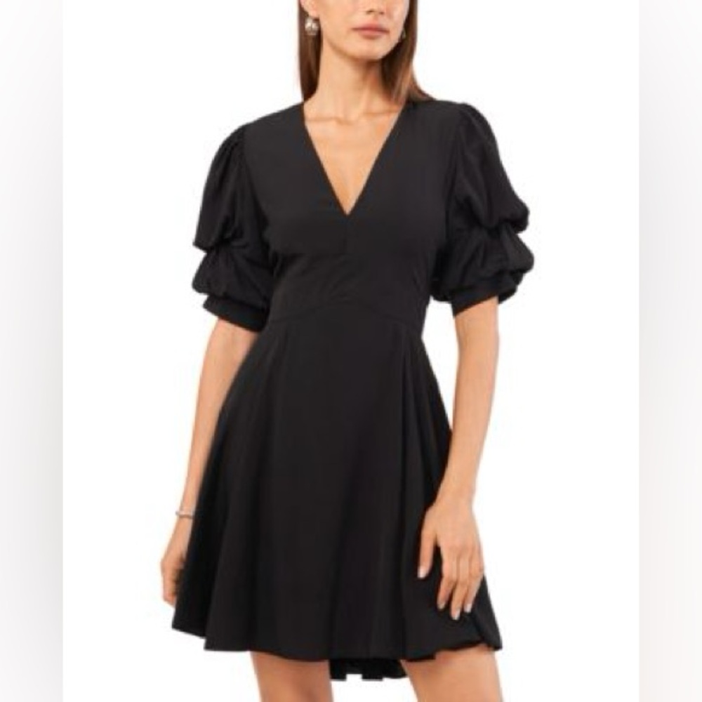 Elegant Black Puff Sleeve Dress